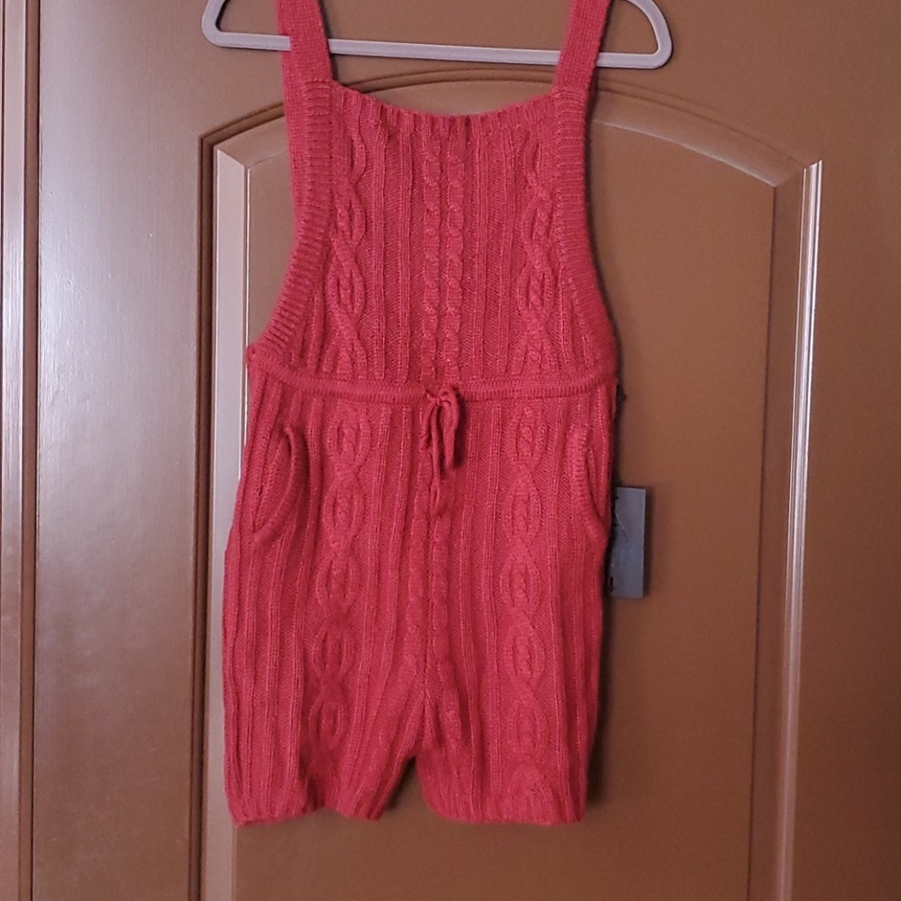 Unif red cable knit romper. Size L